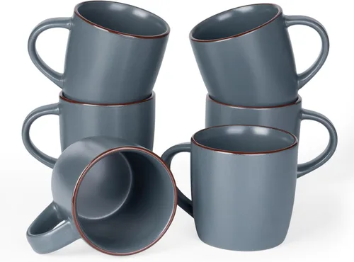 Miniatura 35 de famiware Mercury - Tazas de café de 13 onzas, juego de 4 tazas de café con asa, tazas para café con leche, té caliente, capuchino, moca, cacao, negro