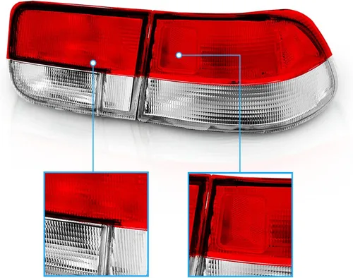 Miniatura 3 de AmeriLite Juego de 4 luces traseras de freno de repuesto para Honda Civic Coupe OE 1996-2000, lado del pasajero y del conductor Transparente Rojo