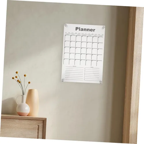 Miniatura 9 de Healifty Calendario de pared acrílico de borrado en seco, tablero de notas, planificador mensual borrable para uso en casa y oficina, elegante