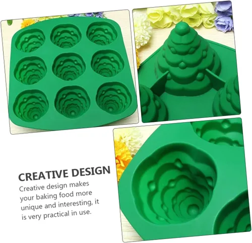 Miniatura 7 de Molde de cubo de hielo para pastel de árbol de Navidad, moldes de chocolate para hornear árbol de Navidad, molde de postre de silicona, moldes