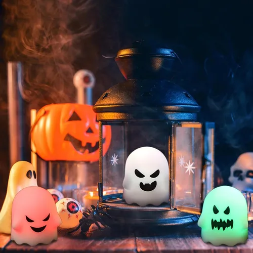Miniatura 3 de Wondise Velas parpadeantes sin llama de Halloween con control remoto y temporizador, velas de té que cambian de color, velas LED espeluznantes