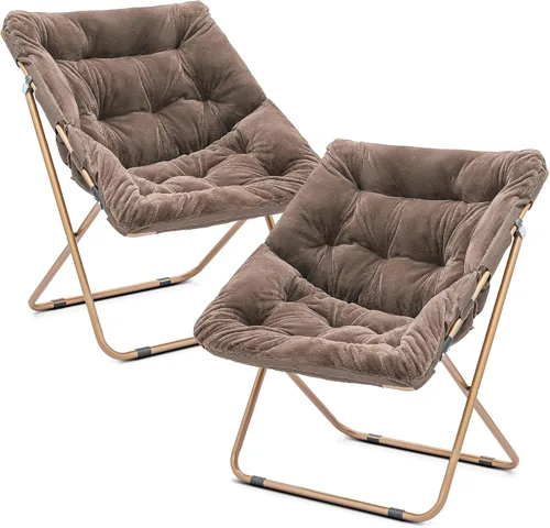 Miniatura 46 de Cómoda silla con platillo, silla de sala de estar, silla plegable acolchada suave de piel sintética, cómoda silla cuadrada de luna para sala