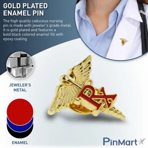 Miniatura 37 de PinMart s Caduceus - Pin de solapa esmaltado para enfermería, insignia ideal para CNA, accesorios de asistente médico, insignia de enfermera