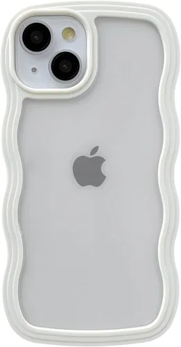 Miniatura 9 de Caseative Funda para iPhone 13, color negro Forma de marco de onda rizada linda a prueba de golpes suave