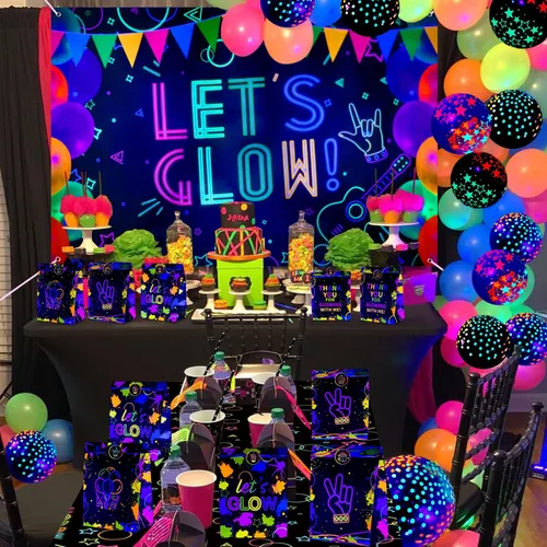 Miniatura 4 de XJLANTTE Bolsas de regalo de fiesta de neón brillante, 20 bolsas de regalo de neón con calcomanías, bolsa de papel de color fluorescente