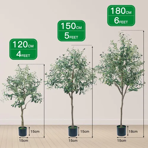 Miniatura 2 de Árbol de olivo artificial, planta de olivo sintético de 4.9 pies con maceta negra, árbol grande de seda sintética en maceta, planta de olivo