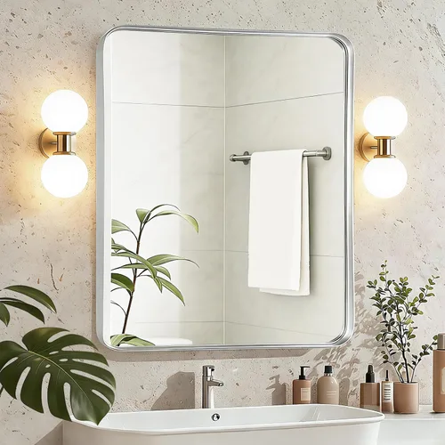 Miniatura 10 de Fabuday Espejo Grande de Baño Negro de 40x30 Pulgadas - Espejos Rectangulares con Marco para Pared, Espejo de Metal Negro Montado en la Pared