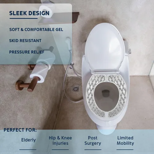 Miniatura 5 de Morvat Cojín de gel para asiento de inodoro, cojín elevador acolchado lavable para inodoros y silla cómoda, máxima comodidad y apoyo para alivio