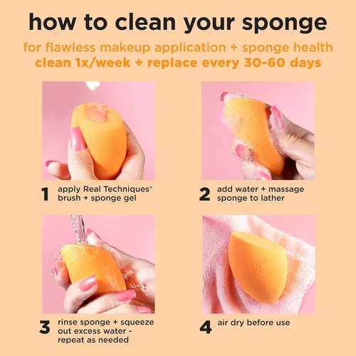 Miniatura 10 de Real Techniques Mini Miracle Complexion Sponge - Paquete de 4 esponjas de mezcla de maquillaje, para base y corrector, tamaño mini para debajo