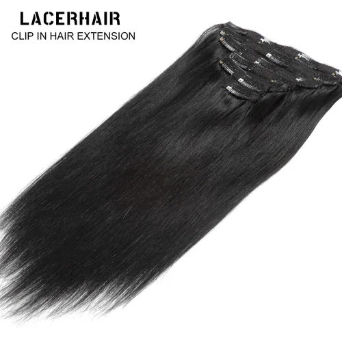 Miniatura 6 de Lacer Extensiones de cabello humano Remy sin costuras, color negro #1, ultra fino, doble trama de poliuretano, invisible, 7 unidades, 4.33 oz