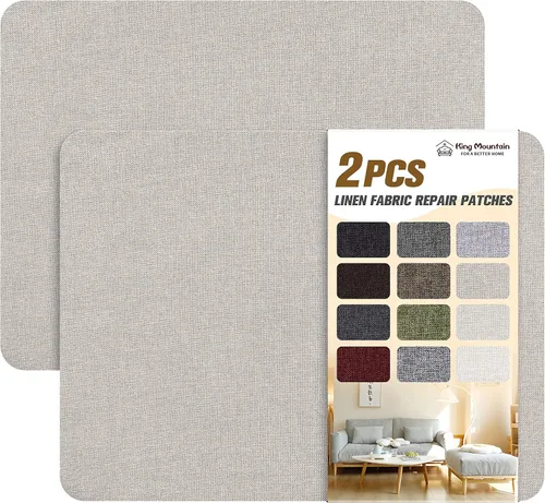 Miniatura 77 de KING MOUNTAIN Parches de reparación de lino fino, tela autoadhesiva, 8 x 11 pulgadas, 2 unidades, multicolor, para sofá de lino (beige)