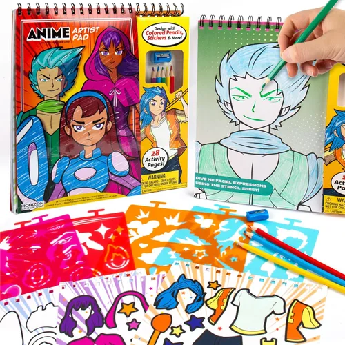Miniatura 9 de Made By Me Juego de artistas de diseño y color de anime, juego de arte de 22 piezas, cómo dibujar, crear cómics, hacer manga y cuaderno de bocetos