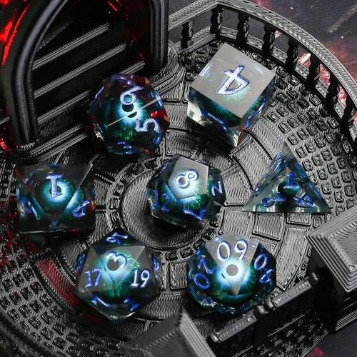Miniatura 3 de Sharp Edge - Juego de dados DND, juego de dados de globo ocular DND, dados de ojo de dragón de núcleo líquido para juegos de mesa de rol