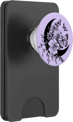 Miniatura 7 de PopSockets PopSockets intercambiables con diseño de mariposa y luna creciente, color morado