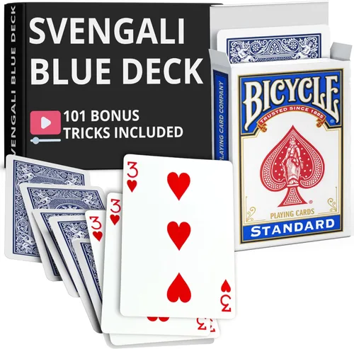 Miniatura 18 de Ted's Sterling Magic Precision Blue Rider Back Bicicleta Svengali Deck con instrucciones para más de 100 trucos (2 de clubes)