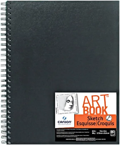 Canson Artist Series - Cuaderno de bocetos de alambre, 11 x 14 pulgadas, 160 hojas (65 libras/3.39 oz), papel de artista para adultos y estudiantes,