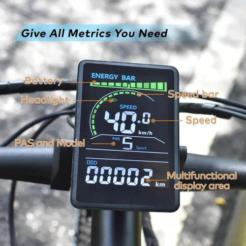 Miniatura 3 de Pantalla Ebike, protocolo UART No. 2, 24 V-60 V, computadora de ciclismo acrílica colorida con puerto de carga para dispositivos móviles, pantalla