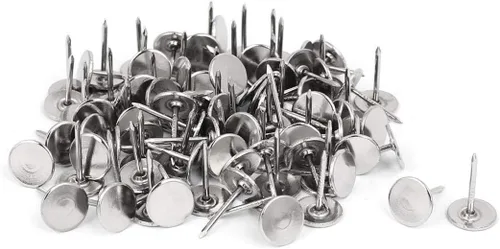 Miniatura 13 de 100 tachuelas de tapicería de cabeza plana, decoración de muebles para el hogar, clavos de tapicería, tachuelas para pulgar, tono plateado