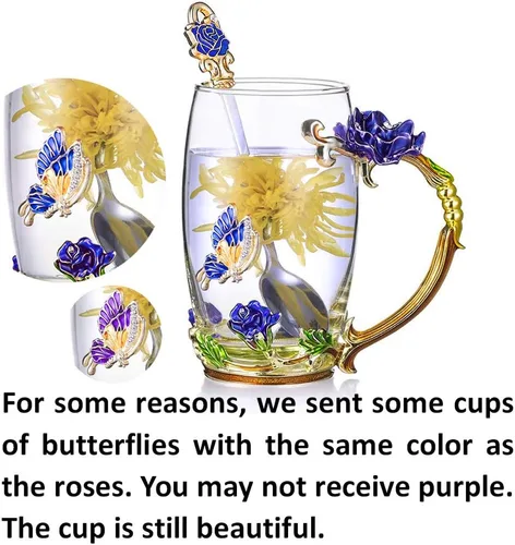 Miniatura 3 de Taza de té de flor, taza de té, taza de café de vidrio azul (Blue Tall)
