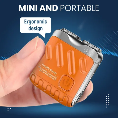 Miniatura 2 de Afeitadora eléctrica portátil giratoria de doble anillo, mini maquinilla de afeitar eléctrica giratoria de doble anillo para hombres, afeitadora Azul