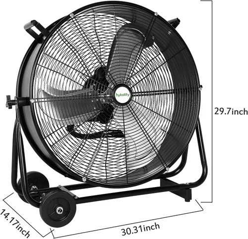 Miniatura 8 de hykolity Ventilador de tambor de alta velocidad ultra silencioso de 24 pulgadas, ventilador industrial resistente de 7800 CFM con motor de CC
