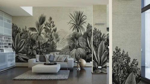 Miniatura 8 de CONCORD WALLCOVERINGS ™ Papel tapiz floral para dormitorio, hojas tropicales, crema negra, 146 pulgadas de ancho x 110 pulgadas de alto, 7 partes