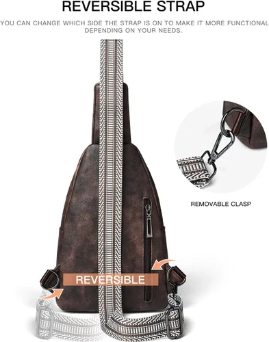 Miniatura 6 de Bolso bandolera para mujeres y hombres, bolso cruzado de hombro, mochila tipo cangurera, bolsa de viaje de piel sintética