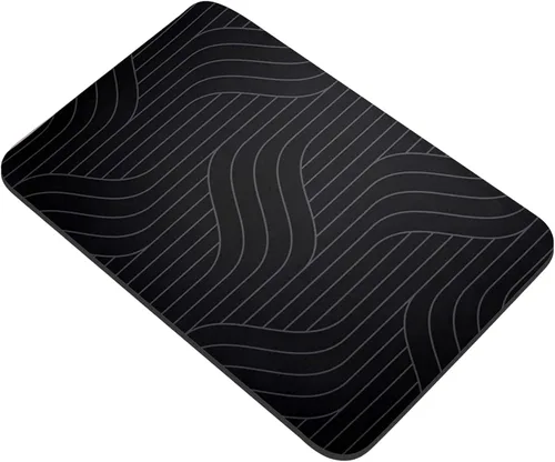 Miniatura 6 de Alfombrilla de baño de piedra de diatomita, de secado rápido, antideslizante, tierra de diatomeas, alfombra de baño, 15.7 x 23.6 in, color negro
