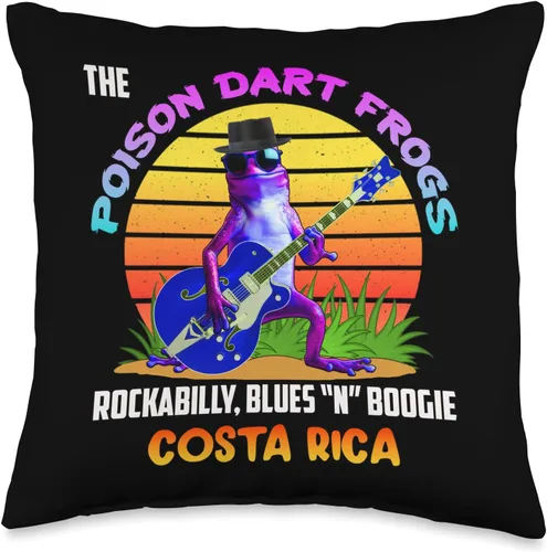 Miniatura 5 de Funny Cute Frog 1950's 1960's Vintage Nostalgia Poison Dart Frogs Blues Retro Rockabilly Fifties Dark Shades - Almohada de 18 x 18 pulgadas