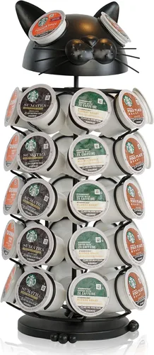 Miniatura 12 de Made Easy Kit - Organizador de almacenamiento en carrusel de 360 cápsulas de café, compatible con cápsulas Keurig K-Pods K-Cups, organizador de Gato