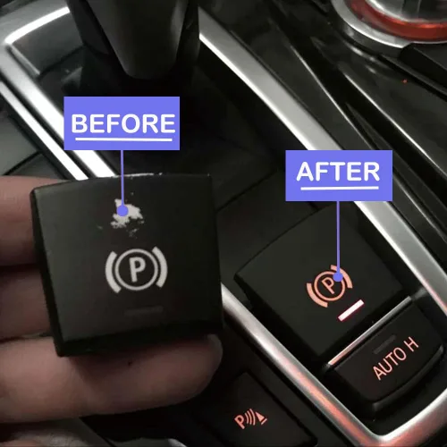 Miniatura 7 de Interruptor de estacionamiento electrónico negro para freno de mano P cubierta de botón de repuesto automático de botón H compatible con BMW 5 7 X3