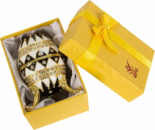 Miniatura 6 de QIFU Pintado a mano esmaltado pequeño huevo de Pascua estilo baratija caja con bisagras regalo único para la familia (QF3274)