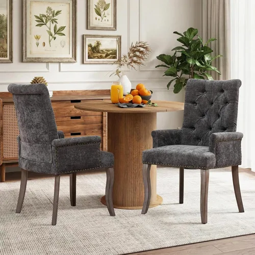 Miniatura 33 de Juego de 6 Sillas de Comedor Tapizadas de Terciopelo, Sillas Laterales de Cocina de Estilo Moderno con Ribete de Tachuelas y Patas de Madera, Anillo