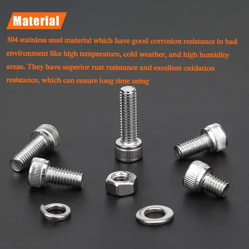 Miniatura 2 de HELIFOUNER 140 piezas M6 x 0.315 in /0.394 in /0.472 in /0.630 in /0.787 in, cabeza hexagonal, tornillos métricos, arandelas, tuercas, kit
