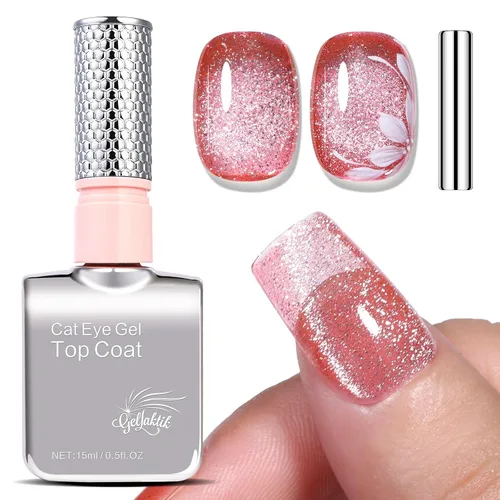 Miniatura 14 de 5-en-1 Esmalte de uñas de gel ojo de gato 15ml Fórmula todo en uno, sin necesidad de capa base/selladora, esmalte de uñas magnético fácil para Ámbar