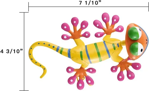 Miniatura 2 de hogardeck Gecko - Decoración de pared de metal para exteriores, paquete de 4 esculturas y estatuas de jardín de lagarto con cabeza agitada