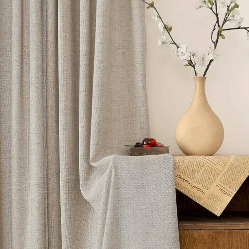 Miniatura 34 de Cortinas semitraslúcidas de lino neutro de 84 pulgadas de largo, cortinas y cortinas de lino beige crema que filtran la luz, tratamientos modernos