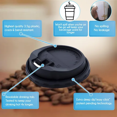 Miniatura 2 de 130 tazas de café de papel desechables con tapas, tazas de café de 12 onzas para el hogar, oficina, fiestas, viajes, tazas de papel premium, incluye