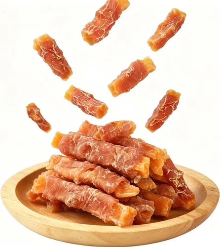 Golosinas masticables para perros, tiras de batata envueltas en pollo, aperitivos para perros sin gluten y granos para recompensas de entrenamiento,