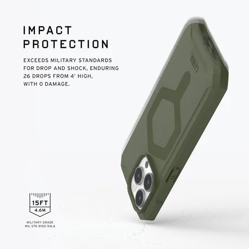 Miniatura 3 de URBAN ARMOR GEAR UAG - Funda compatible con iPhone 15 Pro Max de 6.7 pulgadas, Essential Armor Olive Drab con imán integrado compatible con carga
