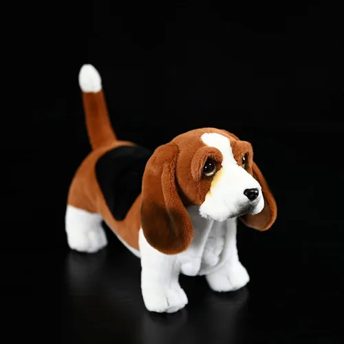 Miniatura 4 de Animal de peluche realista de Basset Hound francés, 12 pulgadas de largo, realista, esponjoso, marrón, cachorro, regalo de peluche
