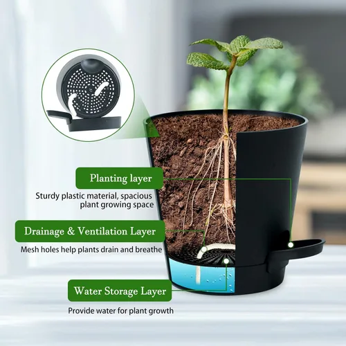 Miniatura 5 de Koalaime 3 juegos de macetas de pared para plantas de interior, macetas colgantes geométricas para plantas de interior, macetas de riego automático
