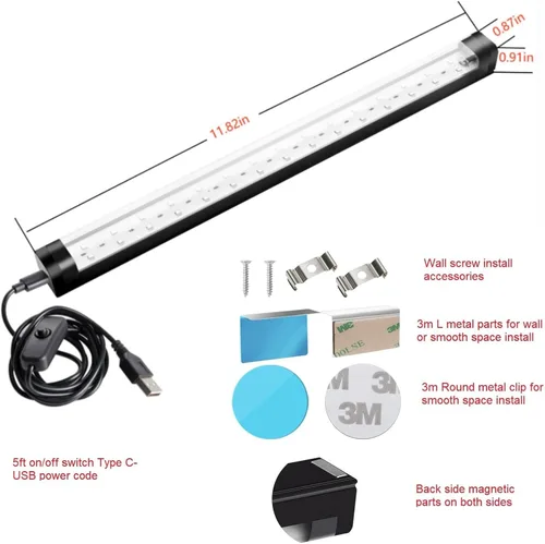 Miniatura 4 de Barra de Luz Negra 10W 1 pie LED Luz Negra UV para Póster de Tapiz Fluorescente, Pintura Corporal, Fiesta Brillante, Tiras de Luz UV para Gabinete