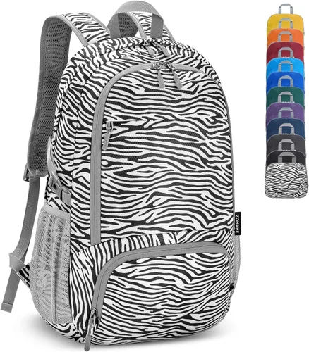 Miniatura 14 de ZOMAKE Mochila plegable ligera 30L, mochilas plegables para senderismo, mochila plegable compacta resistente al agua para viajes Naranja