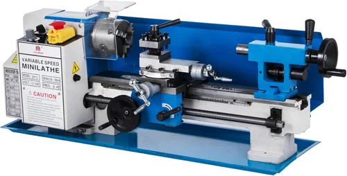 Miniatura 12 de VEVOR Torno de metal 7"x12", mini torno de mesa de precisión, 550W, velocidad variable de 50 a 2500 RPM, engranaje de nylon, lámpara móvil
