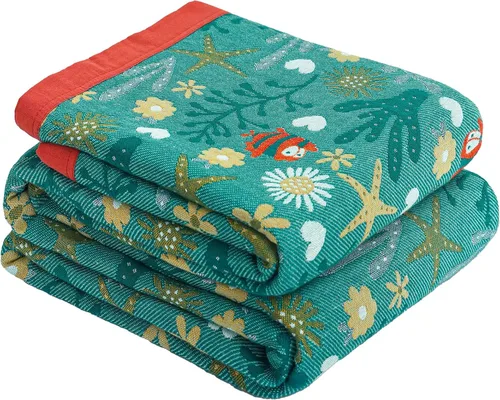 Miniatura 29 de Manta bohemia 100% algodón orgánico ultra suave transpirable rústico edredón de 50 x 60 pulgadas con pájaros y flores para sofá, silla, cama, sillón