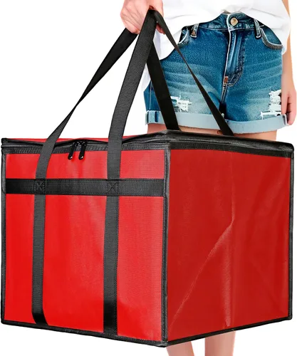 Bodaon Bolsa de entrega de pizza aislada, 16 x 16 x 14 pulgadas, bolsas calentadoras de pizza para llevar caliente, bolsa de entrega comercial,