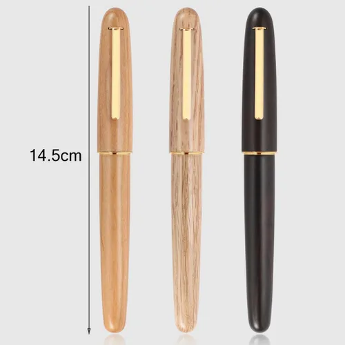 Miniatura 4 de Jinhao 9036 Natural Wood Vintage Fountain Pen Ink Pen (Fine Nib 0.5mm, Oak wood)