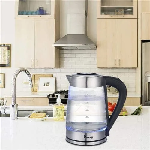 Miniatura 7 de Hervidor eléctrico, hervidor de agua caliente de vidrio de 2.5 L y 1200 W, hervidor de café y té y caldera de agua caliente, apagado automático