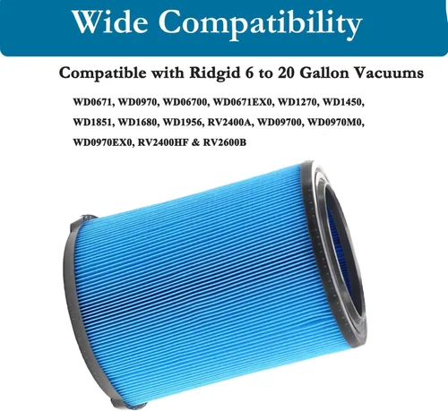 Miniatura 3 de Paquete de 2 filtros plisados VF5000 de 3 capas para Ridgid para aspiradora de 6 a 20 galones WD1450 WD0970 WD1270 WD09700 WD09700 WD06700 WD1680